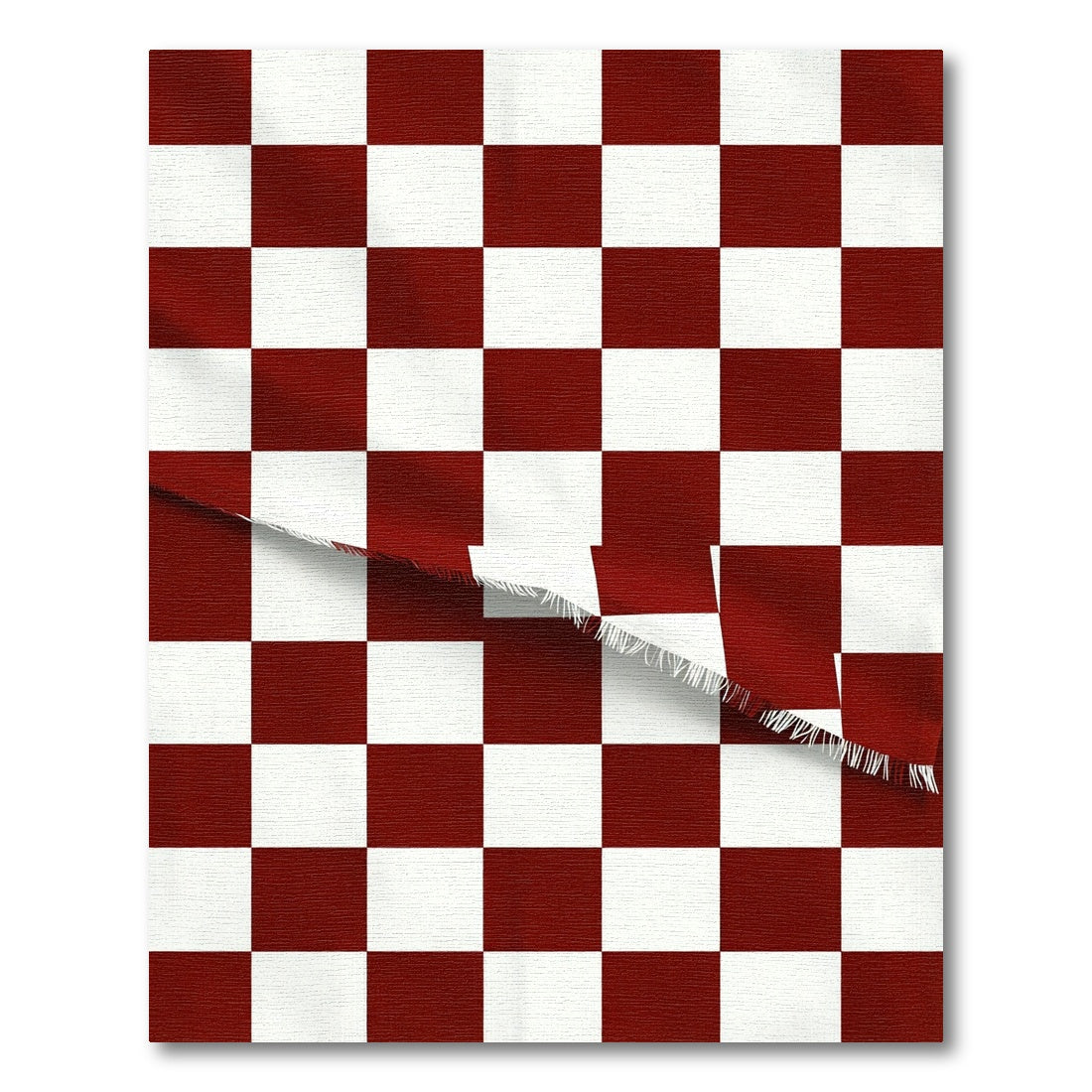 Bold Crimson and White Checkerboard Rug