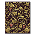 Ornate Gold Grapes Vine Scrollwork Rug