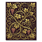 Ornate Gold Grapes Vine Scrollwork Rug