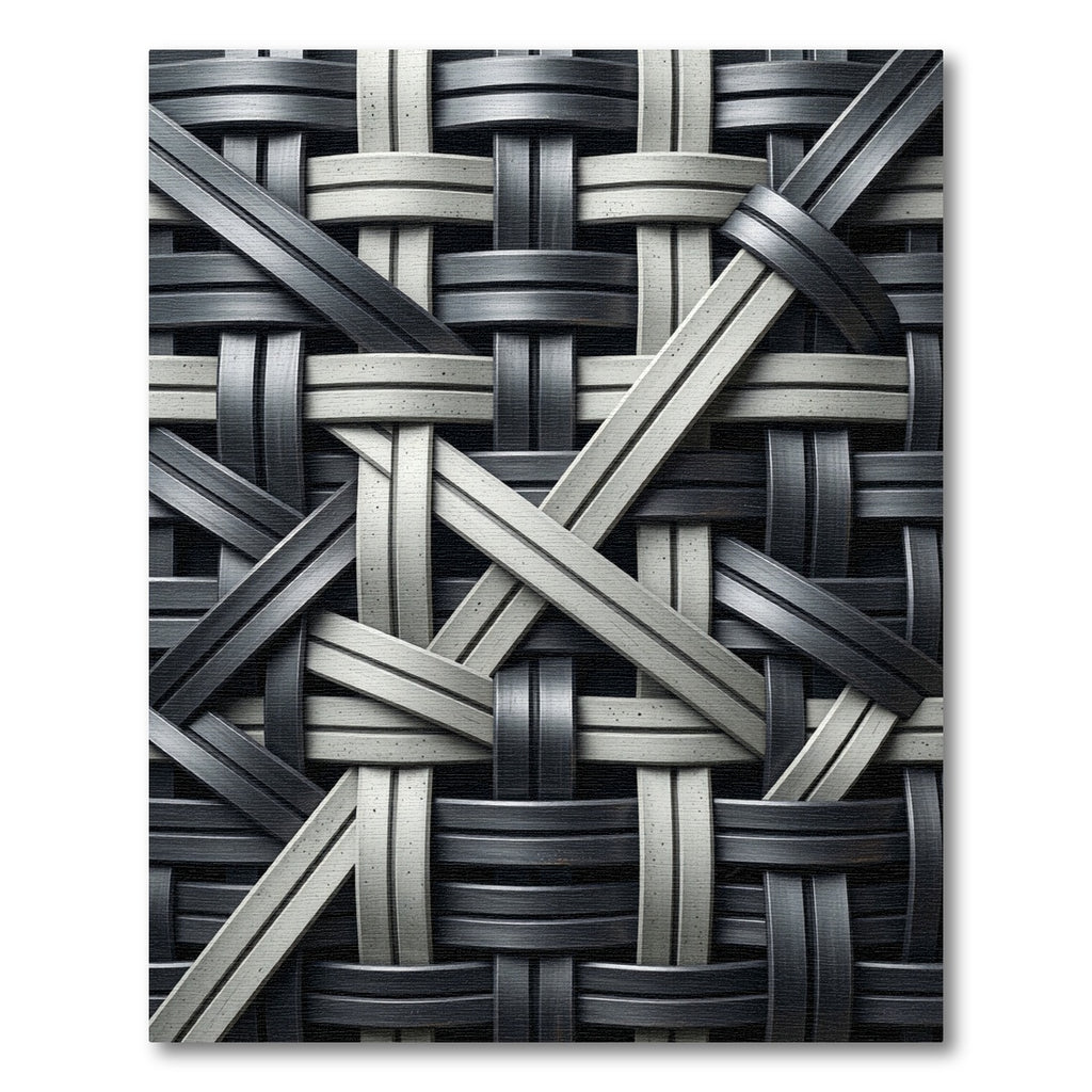 Monochromatic Woven Metallic Intersecting Grid Rug