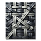 Monochromatic Woven Metallic Intersecting Grid Rug