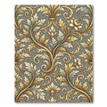 Elegant Golden Scroll Floral Sage Foliage Rug