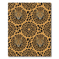 Symmetrical Leopard Head Golden Animal Decor Rug