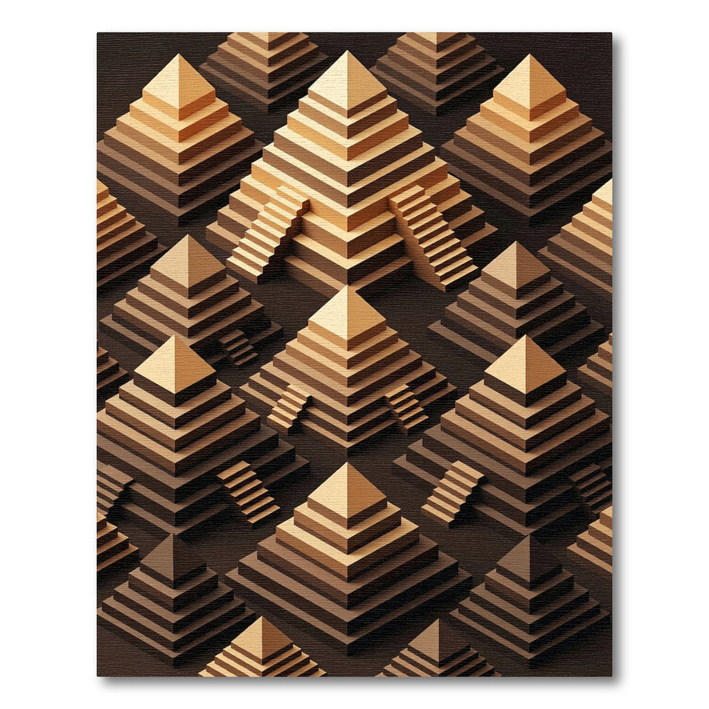 Geometric Golden Pyramid Array Rug