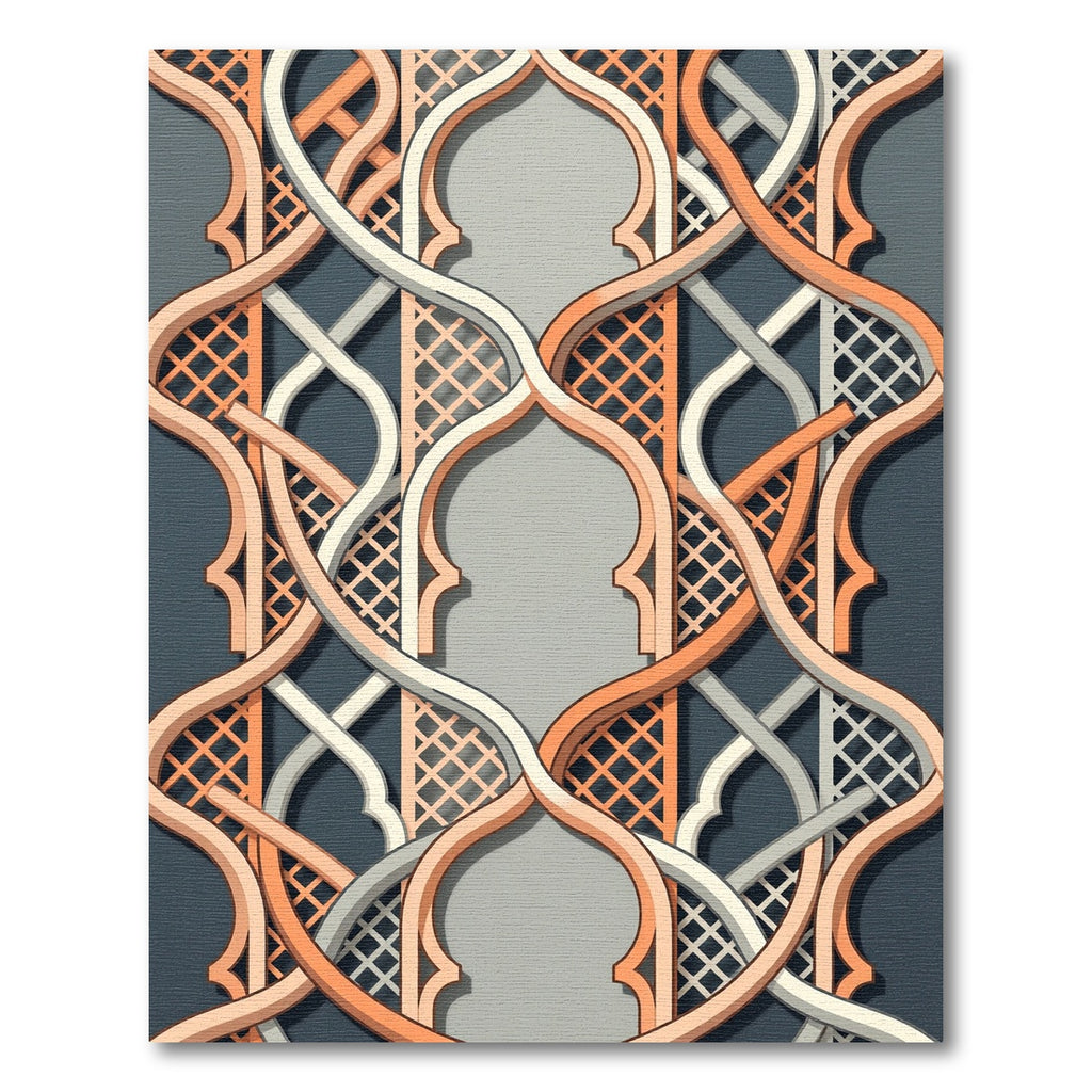 Interwoven Terracotta and Cream Lattice Rug