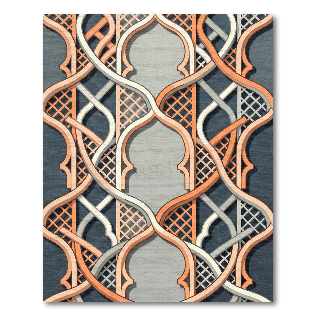 Interwoven Terracotta and Cream Lattice Rug