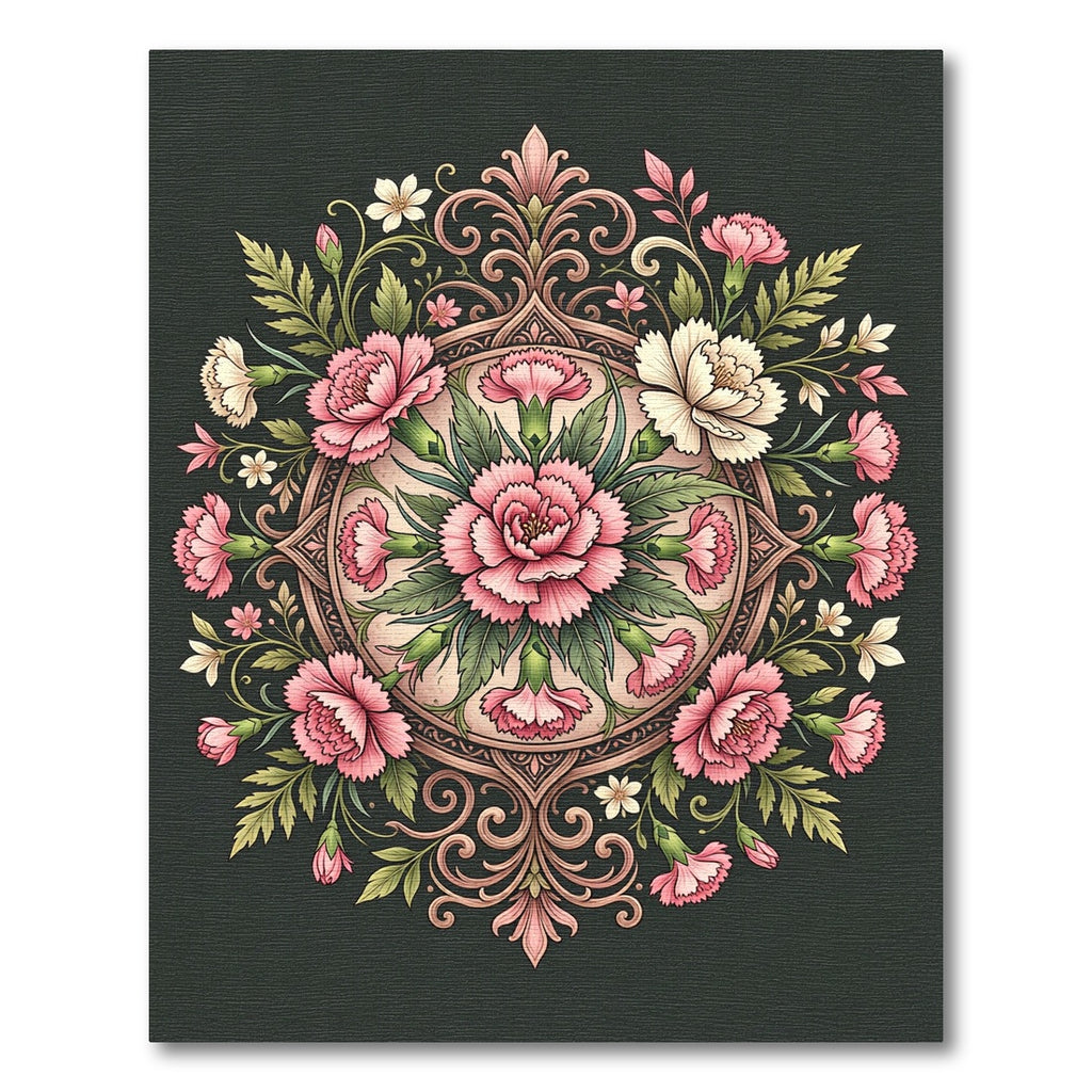Pink Floral Medallion Symmetry Rug
