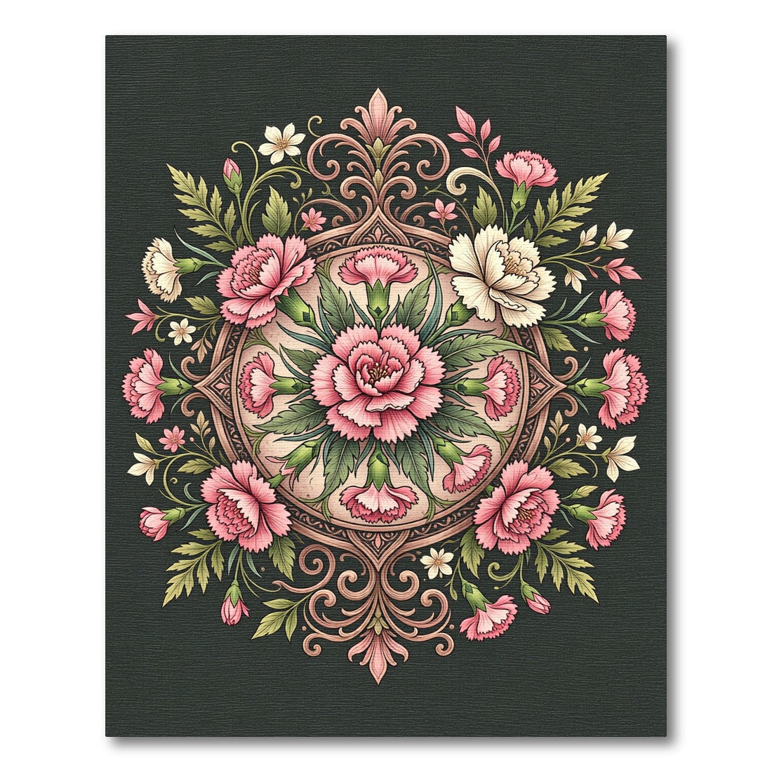 Pink Floral Medallion Symmetry Rug