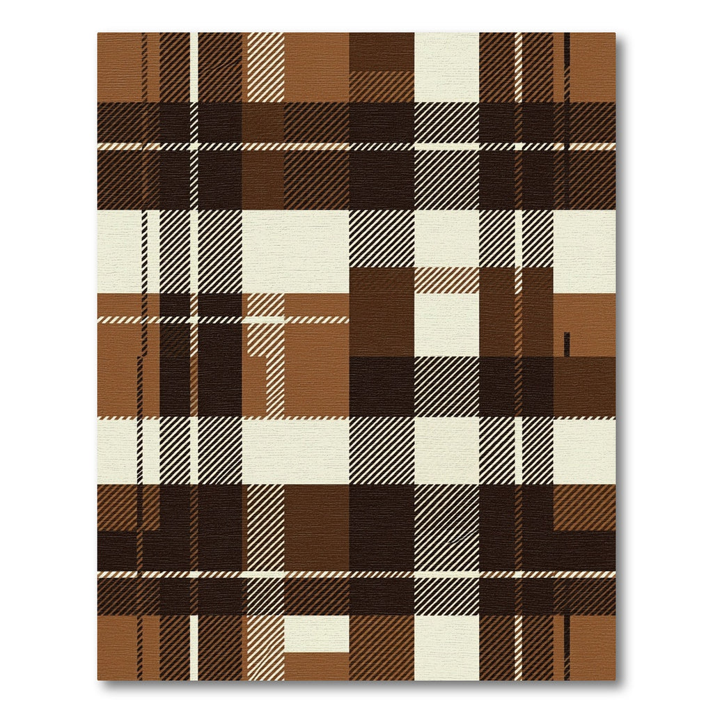 Brown Cream Plaid Checkered Overlay Rug