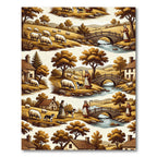 Pastoral Sheep Field Landscape Bridge Rug