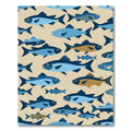 Mid Century Modern Blue Schooling Fish Rug