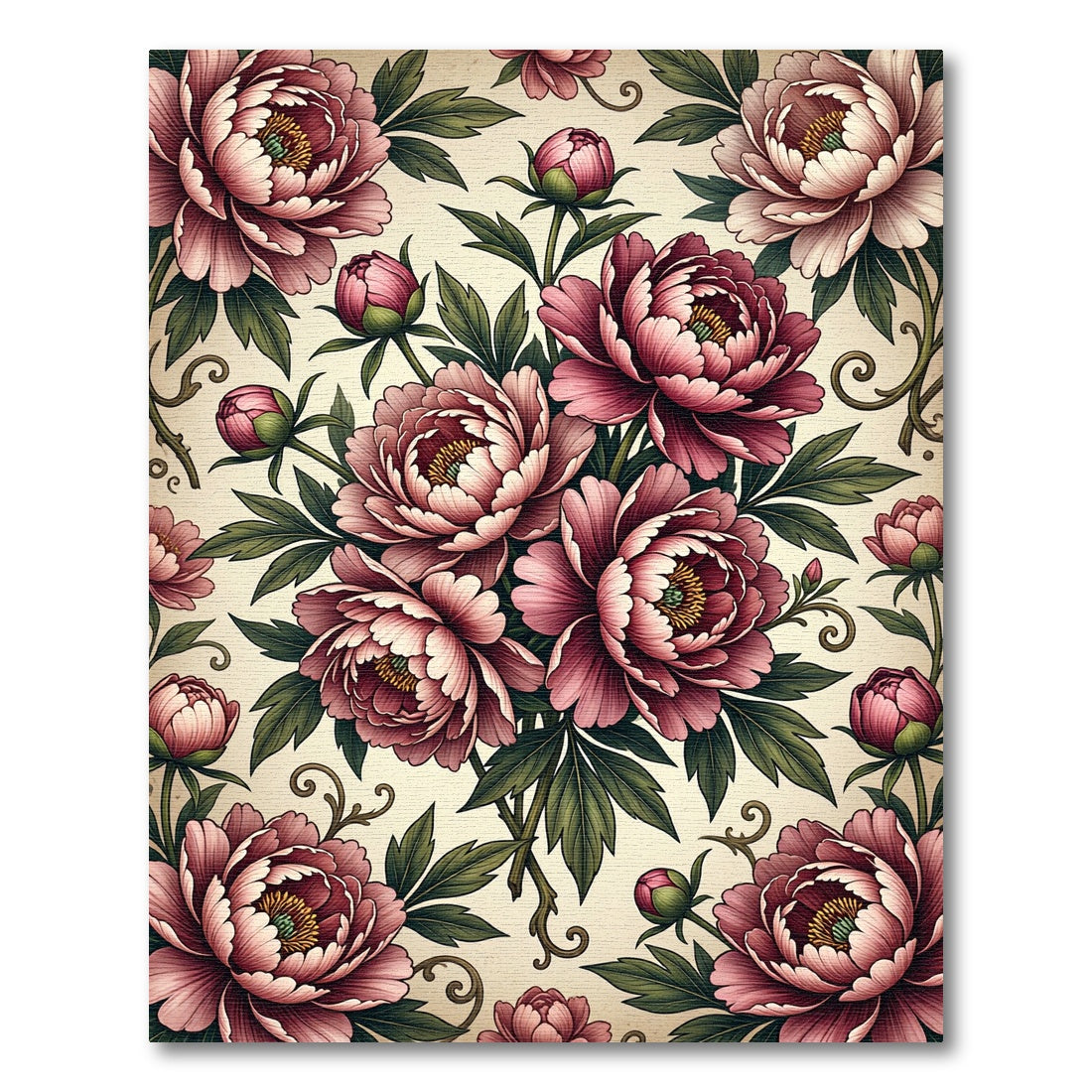 Elegant Dusty Rose Peony Floral Bouquet Rug
