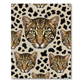 Leopard Spots Animal Heads Tonal Rug
