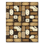 Rustic Plaid Brown Abstract Patchwork Rug