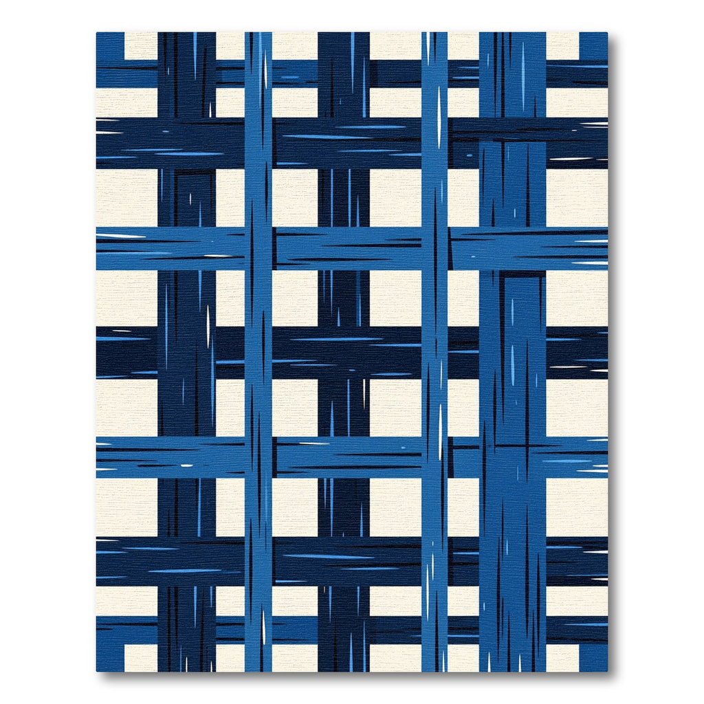 Deep Blue Woven Lines Rug