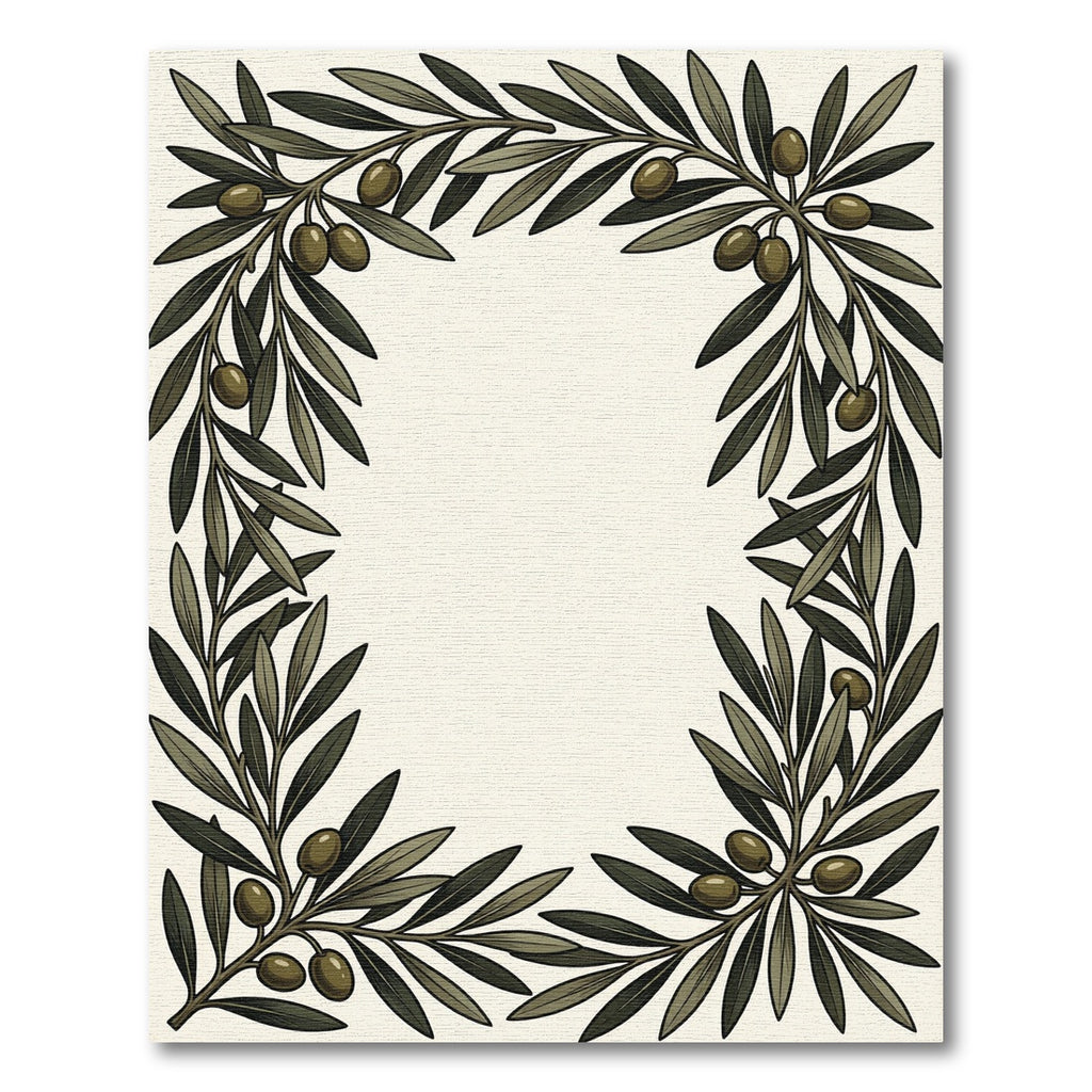 Olive Branch Border Green Olive Rug