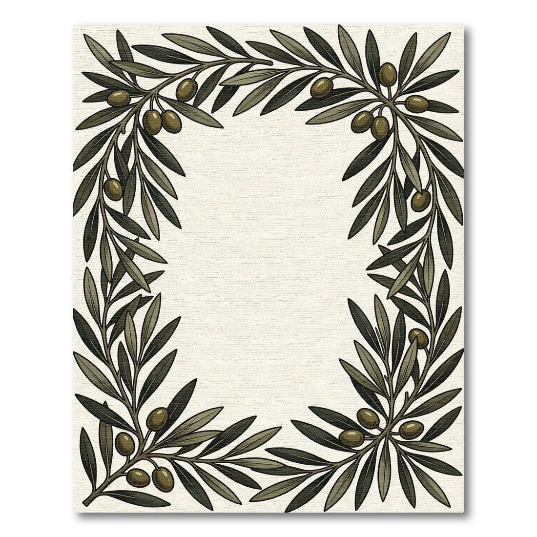 Olive Branch Border Green Olive Rug