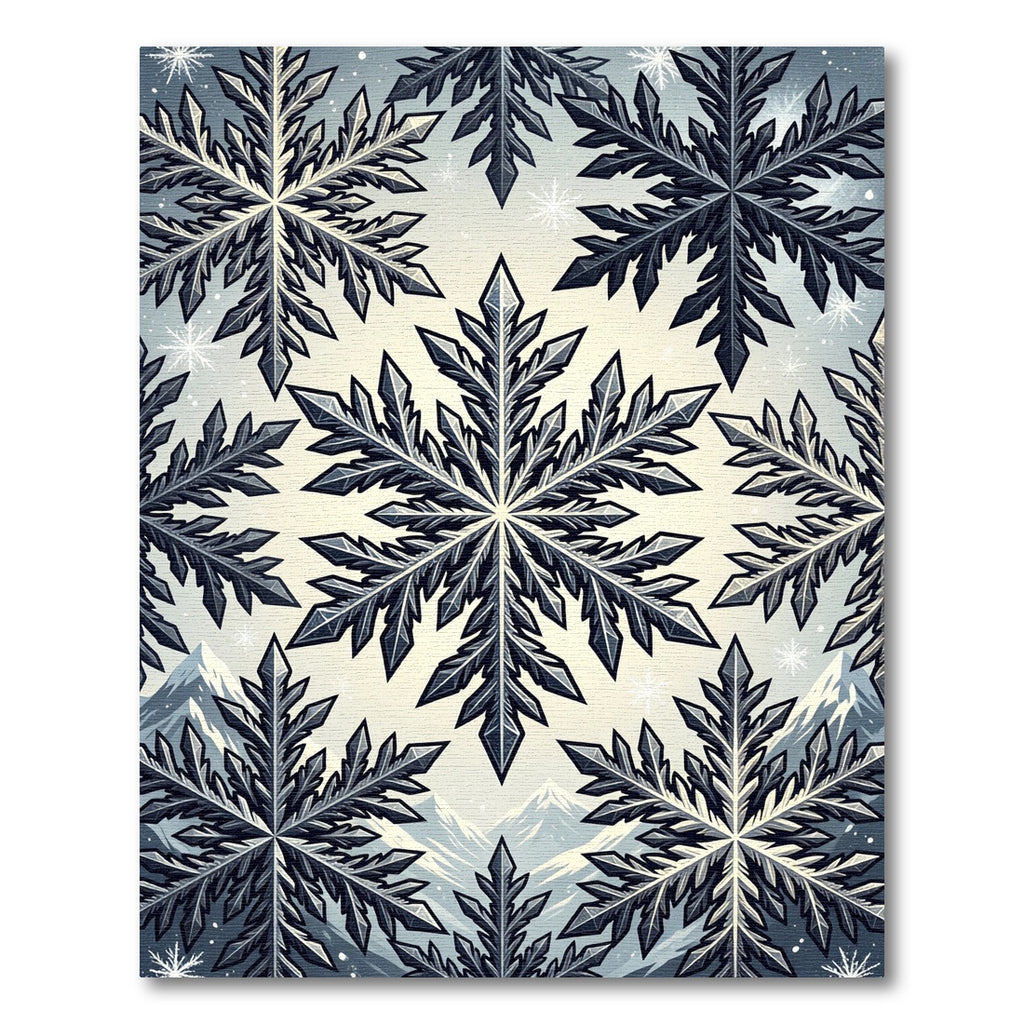 Winter Frost Snowflake Repeating Ice Grid Rug