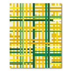 Modern Yellow and Green Geometric Grid Rug