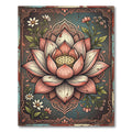 Vintage Pink Lotus Floral Medallion Rug