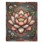 Vintage Pink Lotus Floral Medallion Rug