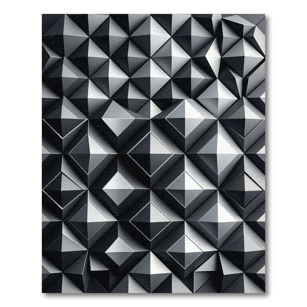Monochromatic Gray Geometric Three-dimensional Pyramid 3D Rug