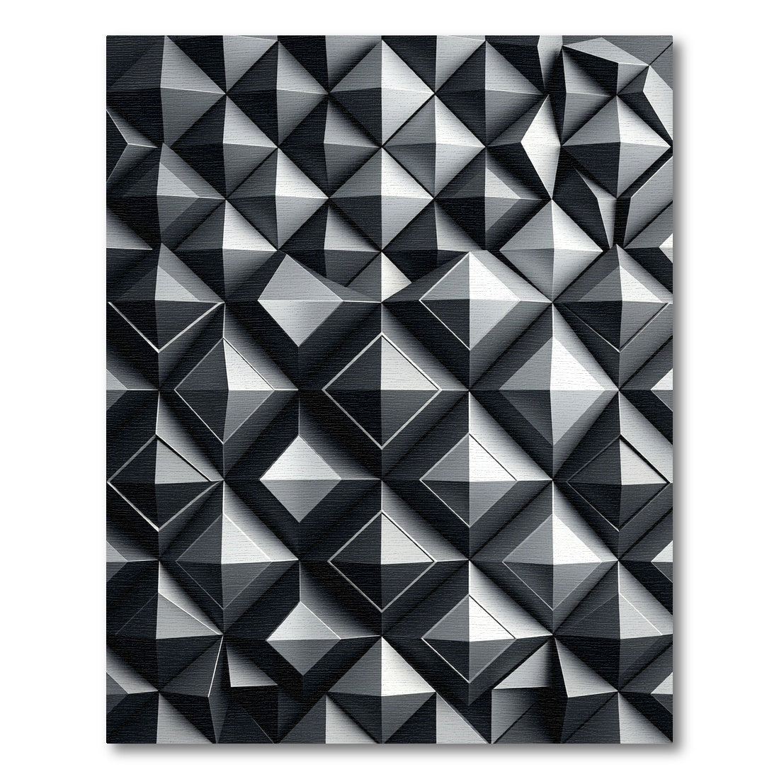 Monochromatic Gray Geometric Three-dimensional Pyramid 3D Rug