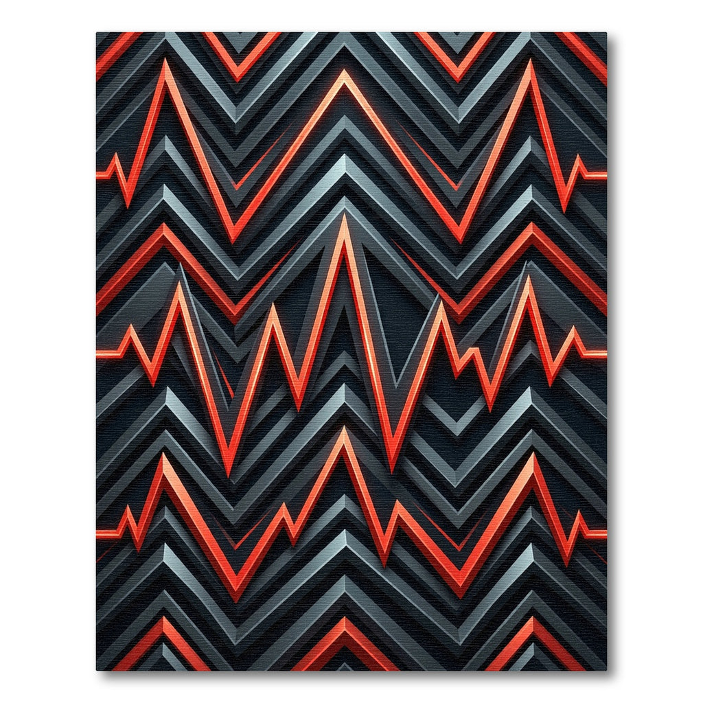 Modern Geometric Red and Charcoal Zizag Rug