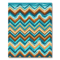 Earthy Blue Geometric Chevron Wave Rug