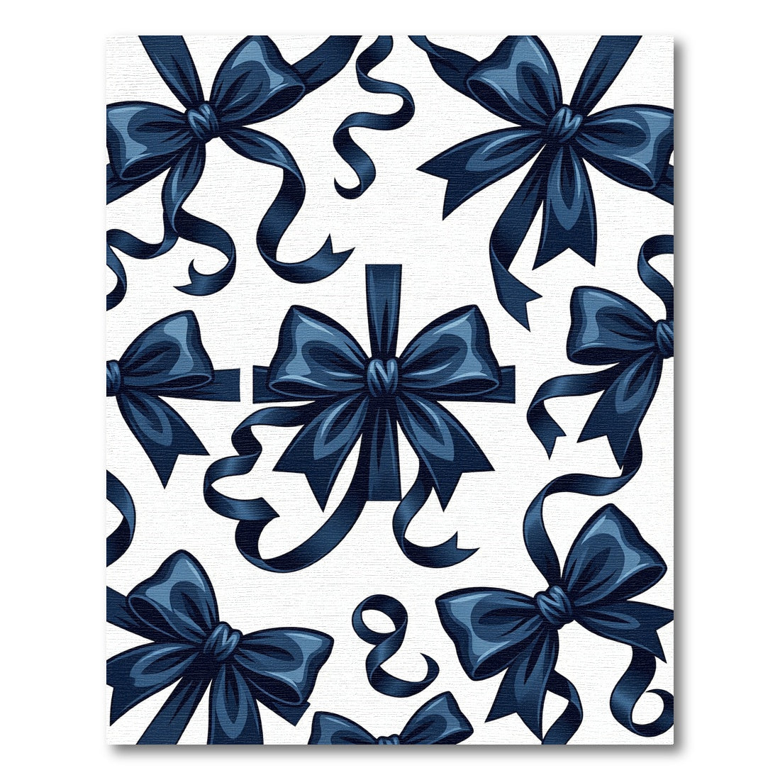 Elegant Navy Ribbon Bow Illustration Rug
