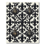 Black Fleur-de-lis Crest Ornament Rug