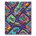 Vibrant Colorful Busy City Street Map Rug