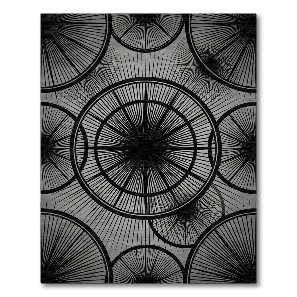 Modern Monochrome Radial Burst Circular Rug