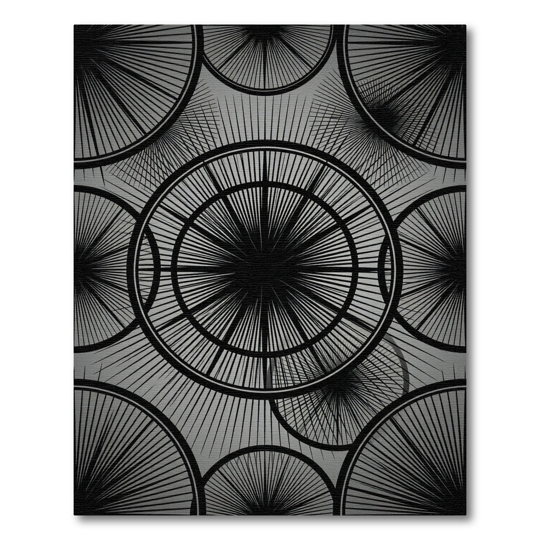 Modern Monochrome Radial Burst Circular Rug