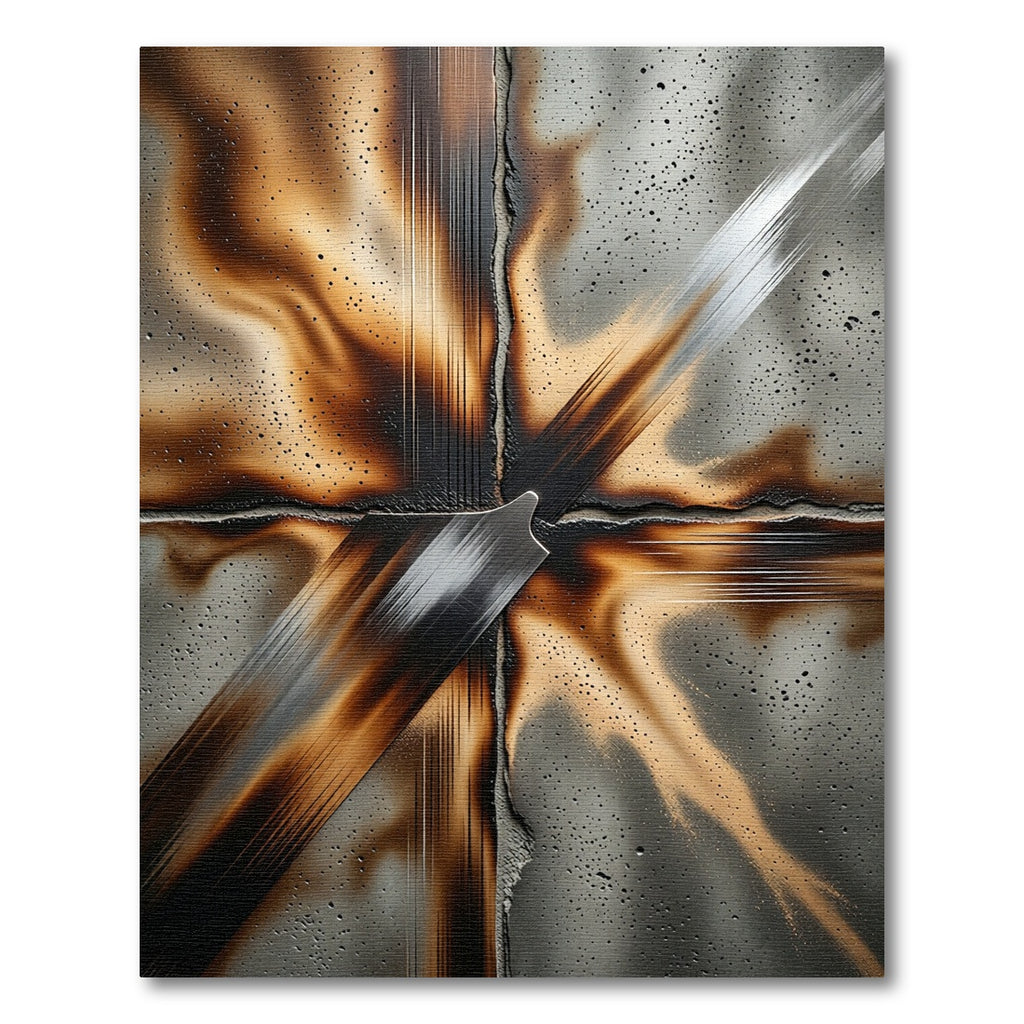 Abstract Burned Metal Starburst Rug