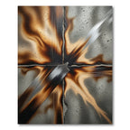 Abstract Burned Metal Starburst Rug