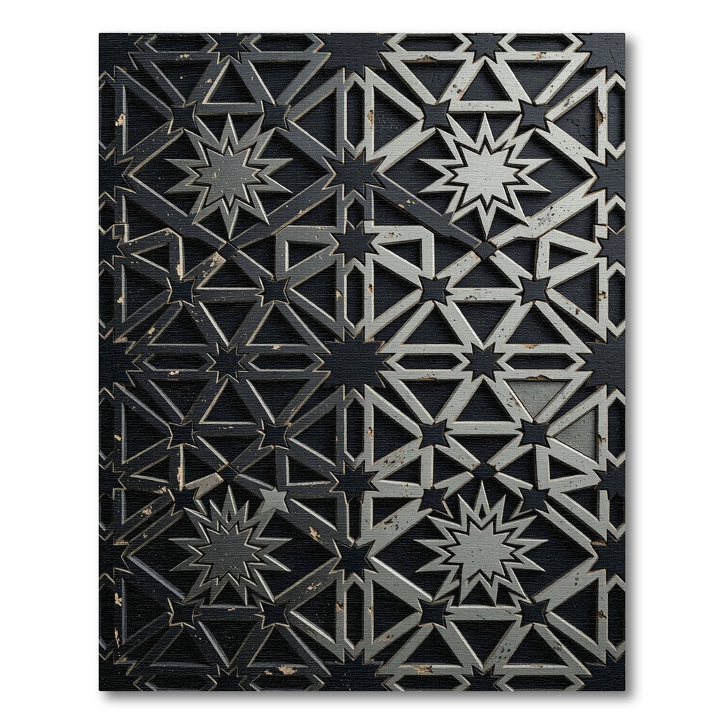 Monochrome Geometric Starburst Mandala Rug
