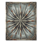 Rustic Metallic Starburst Compass Medallion Rug