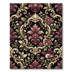 Ornate Crimson Floral Scrollwork Rug