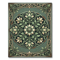 Vintage Sage Floral Art Deco Medallion Rug