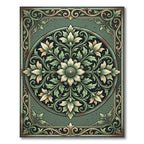 Vintage Sage Floral Art Deco Medallion Rug