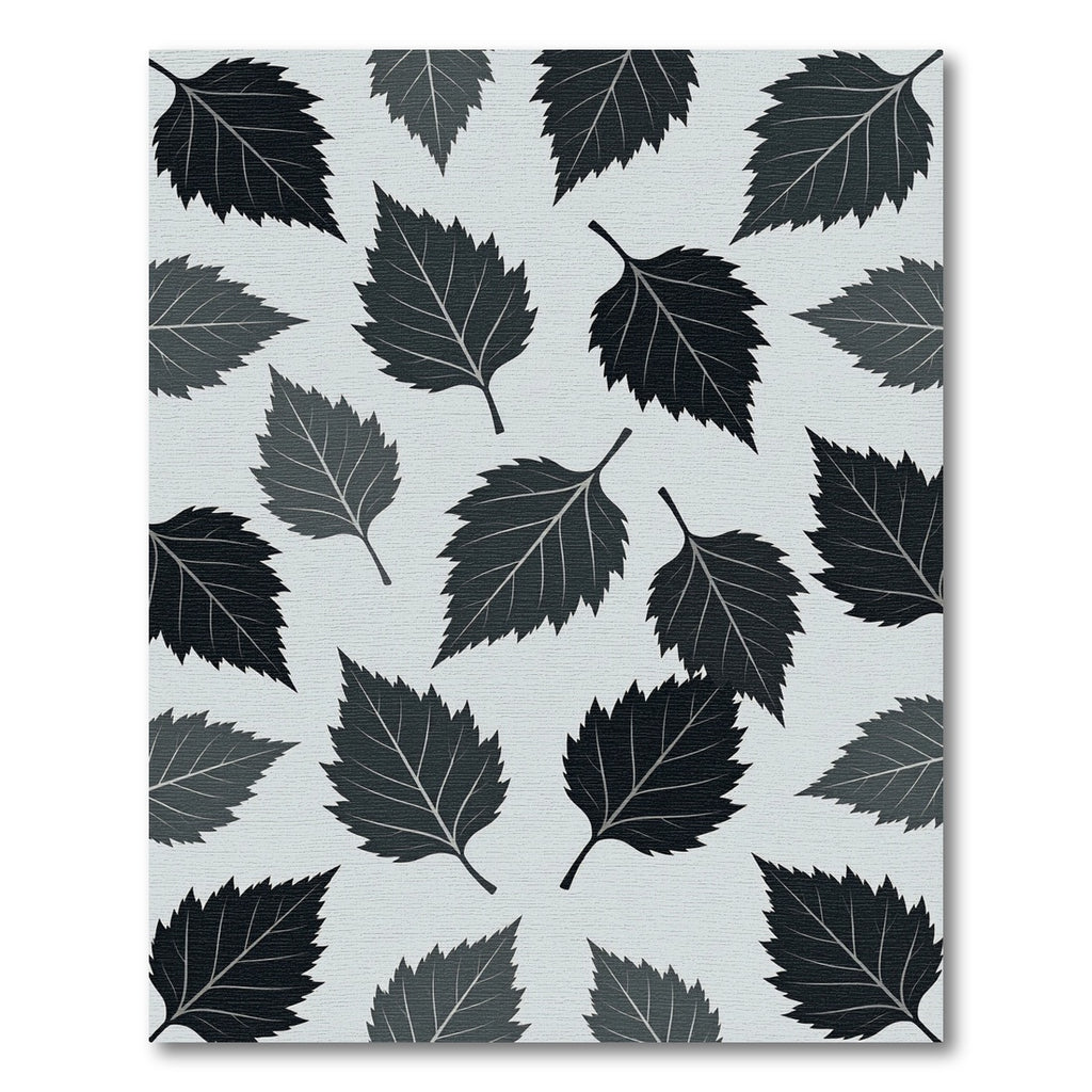 Minimalist Charcoal Monochrome Leaf Arrangement Rug
