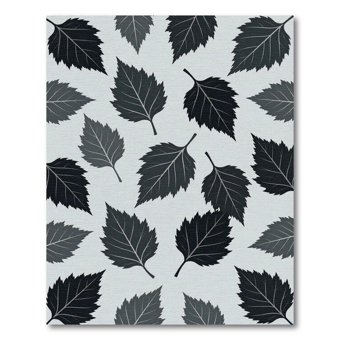 Minimalist Charcoal Monochrome Leaf Arrangement Rug