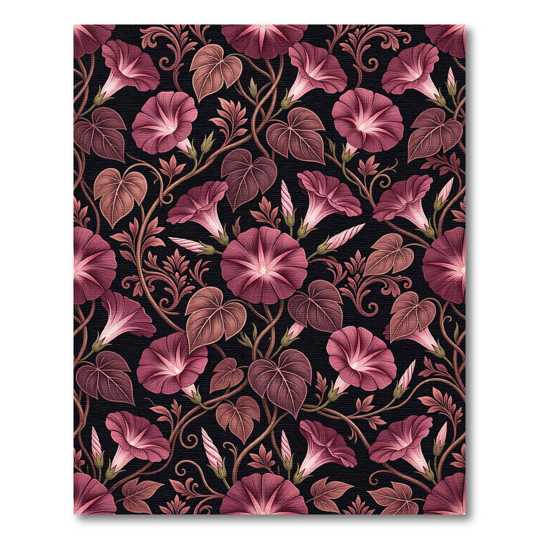 Mauve Morning Glory Botanical Floral Rug