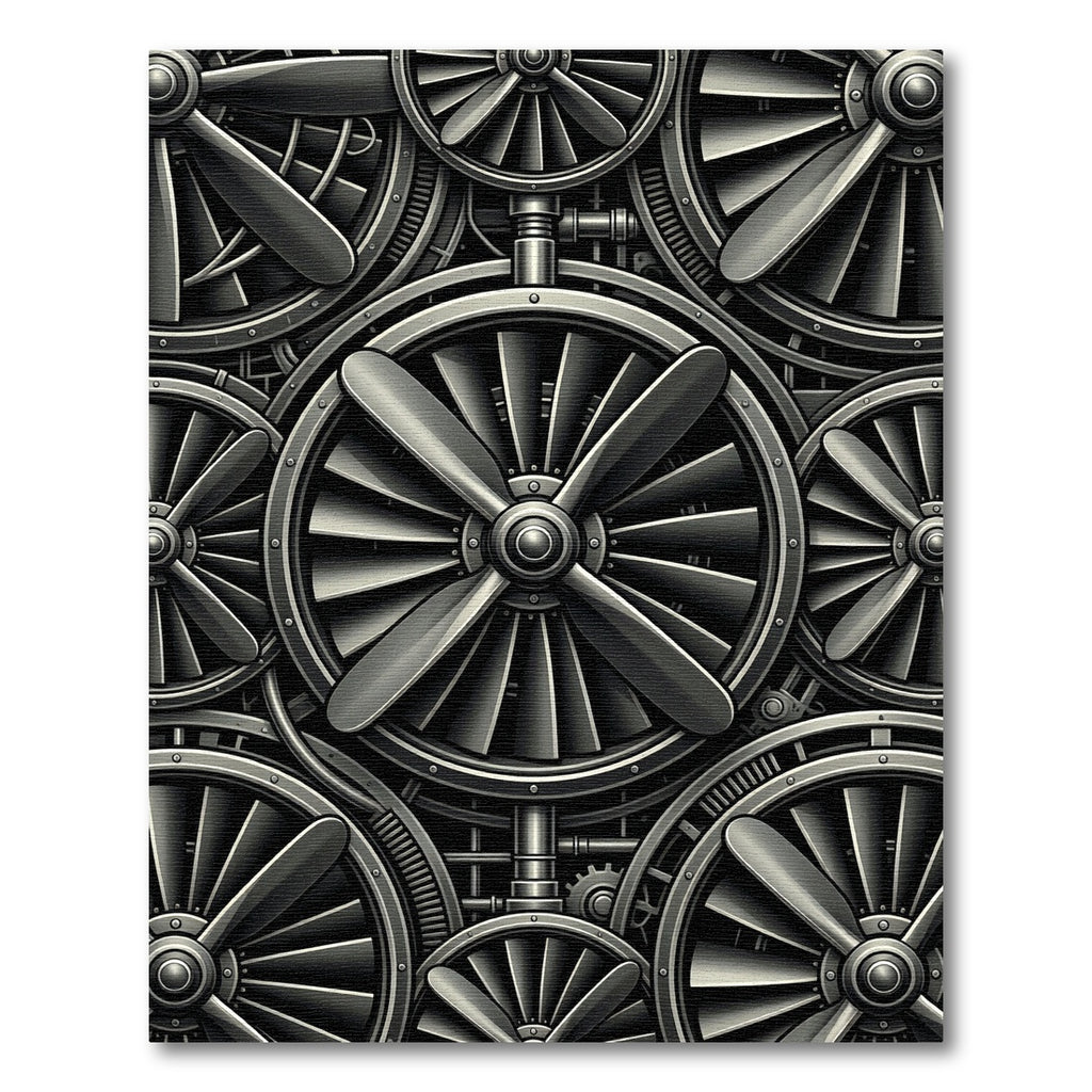 Industrial Gray Turbine Fan Collage Rug
