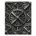 Industrial Gray Turbine Fan Collage Rug