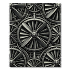 Industrial Gray Turbine Fan Collage Rug