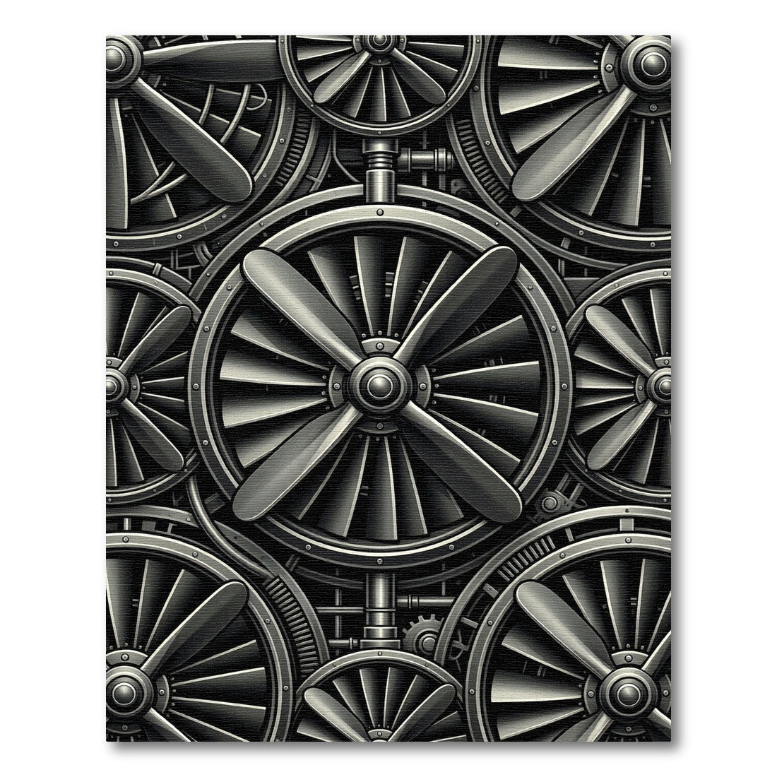 Industrial Gray Turbine Fan Collage Rug