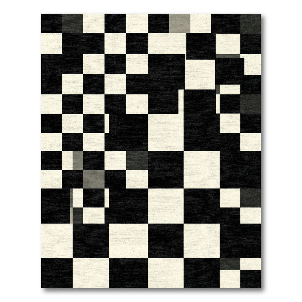 Minimalist Monochrome Oversized Checkerboard Square Grid Rug