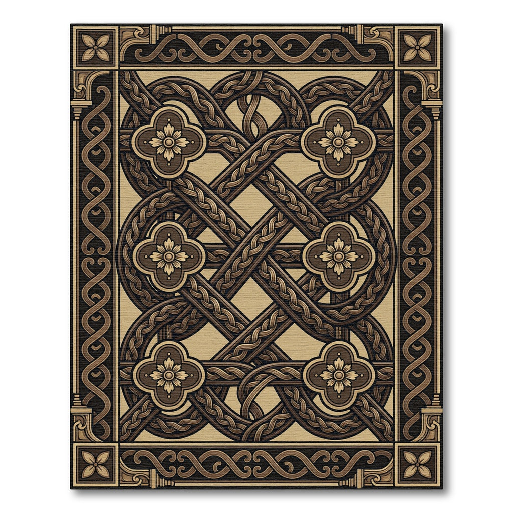Ornate Interlocking Celtic Knot Clover Rug